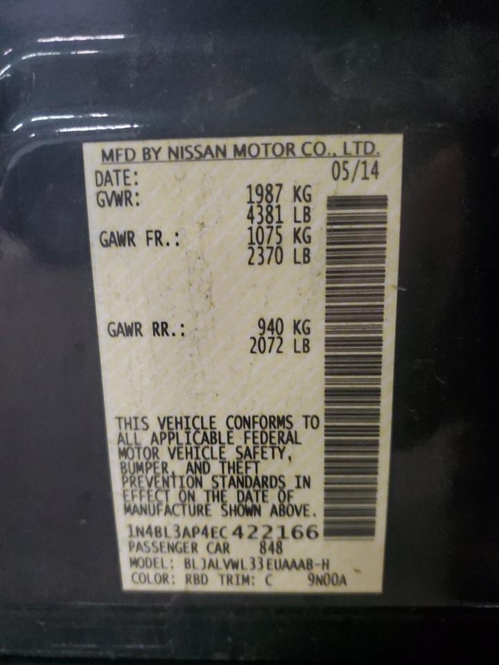 2014 Nissan Altima 3.5S VIN: 1N4BL3AP4EC422166 Lot: 86618025