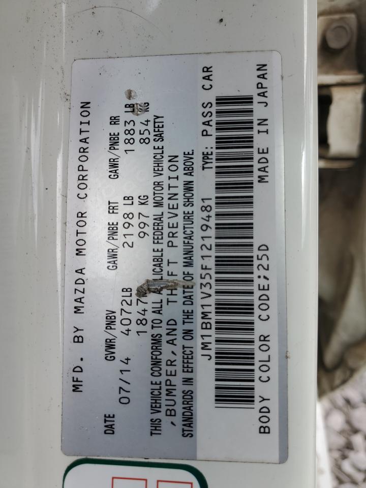 2015 Mazda 3 Touring VIN: JM1BM1V35F1219481 Lot: 84701225