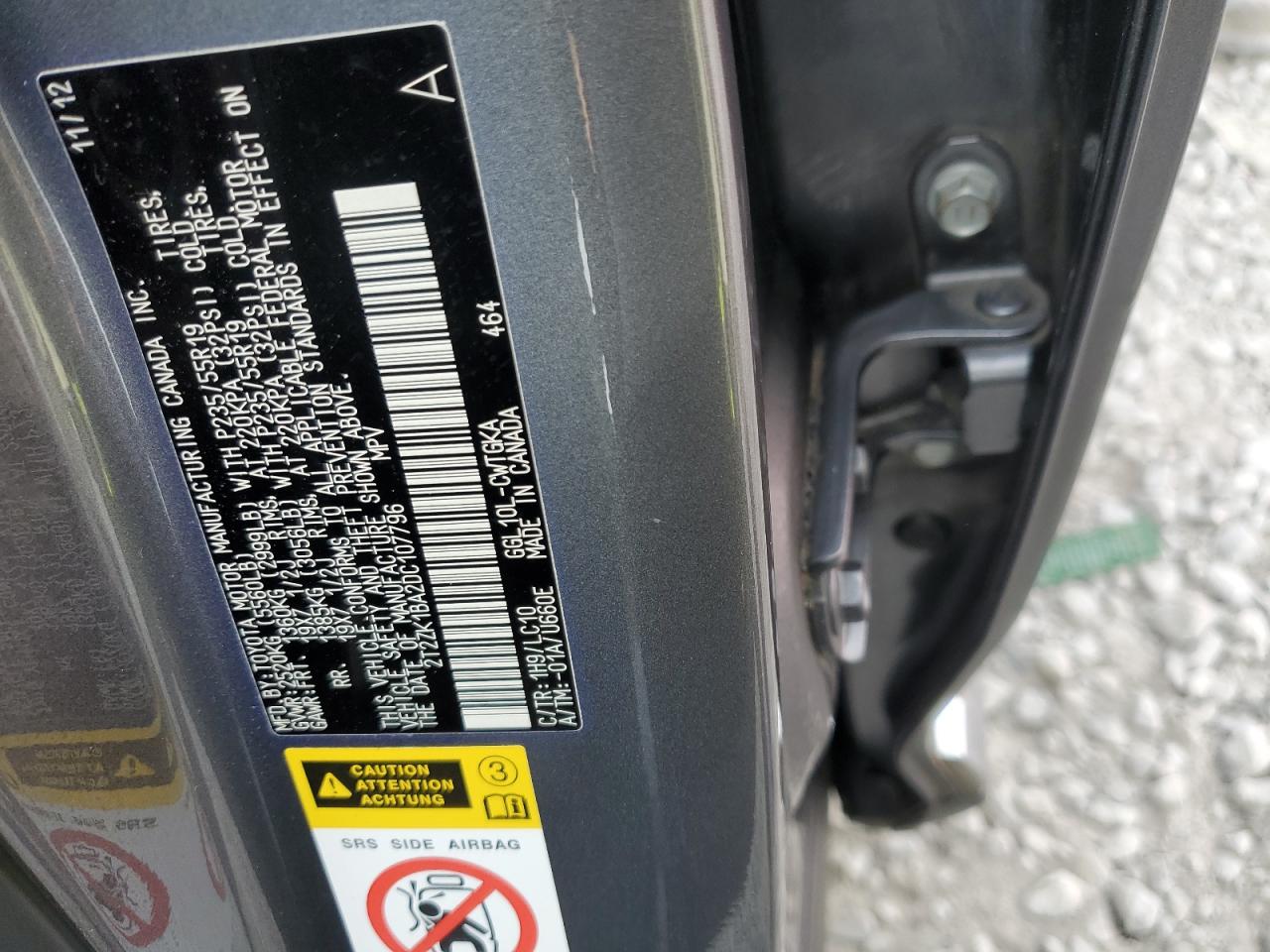 2013 Lexus Rx 350 VIN: 2T2ZK1BA2DC107796 Lot: 82528655