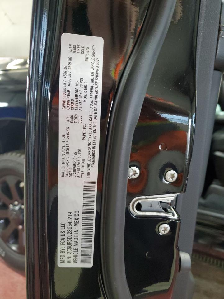 2025 Ram 2500 Big Horn VIN: 3C6UR5DJ2SG540219 Lot: 86428435