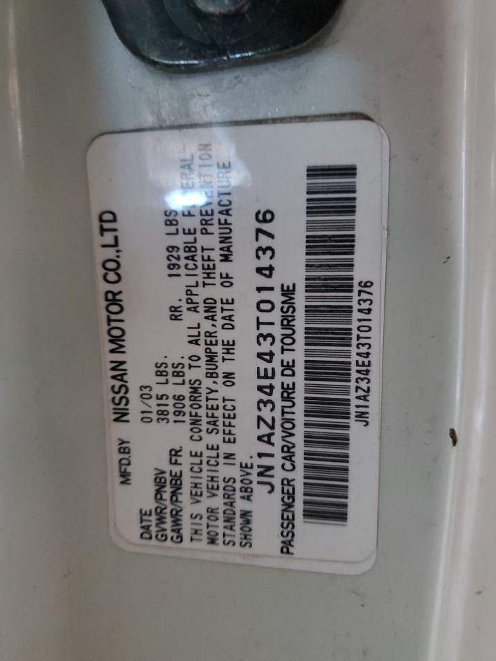 2003 Nissan 350Z Coupe VIN: JN1AZ34E43T014376 Lot: 85263815
