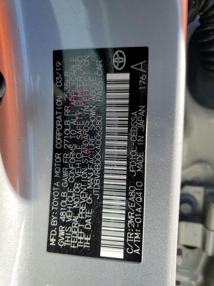 2019 Toyota Mirai VIN: JTDBVRBD0KA006280 Lot: 85161105