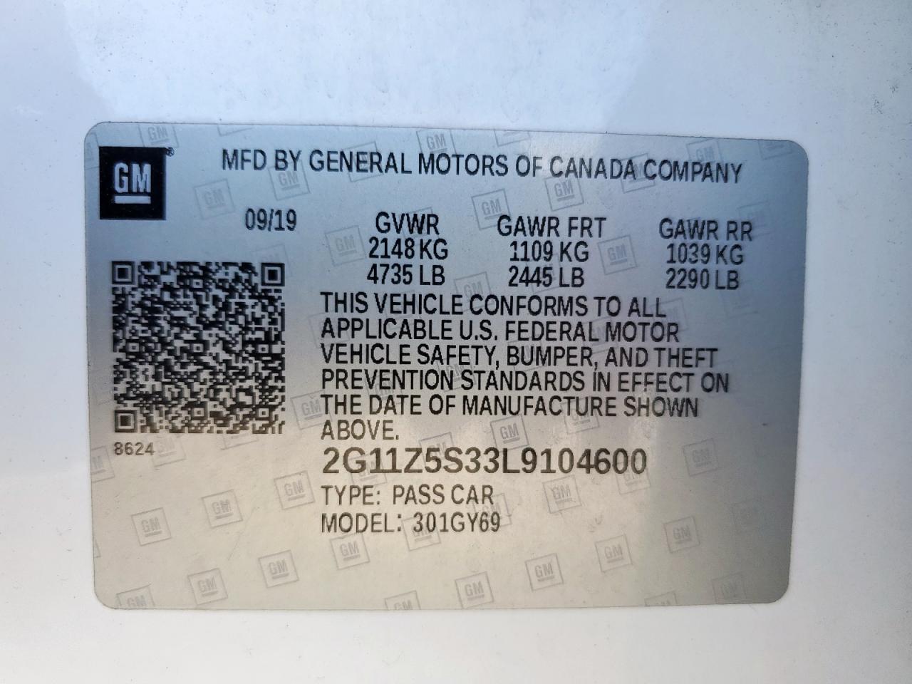 2020 Chevrolet Impala Lt VIN: 2G11Z5S33L9104600 Lot: 82271285