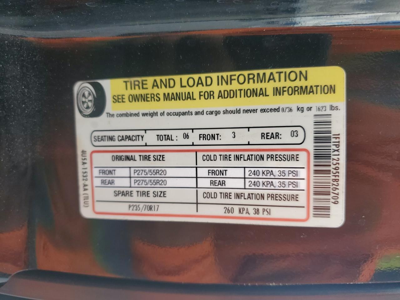 2005 Ford F150 VIN: 1FTPX12595FB26709 Lot: 82368815