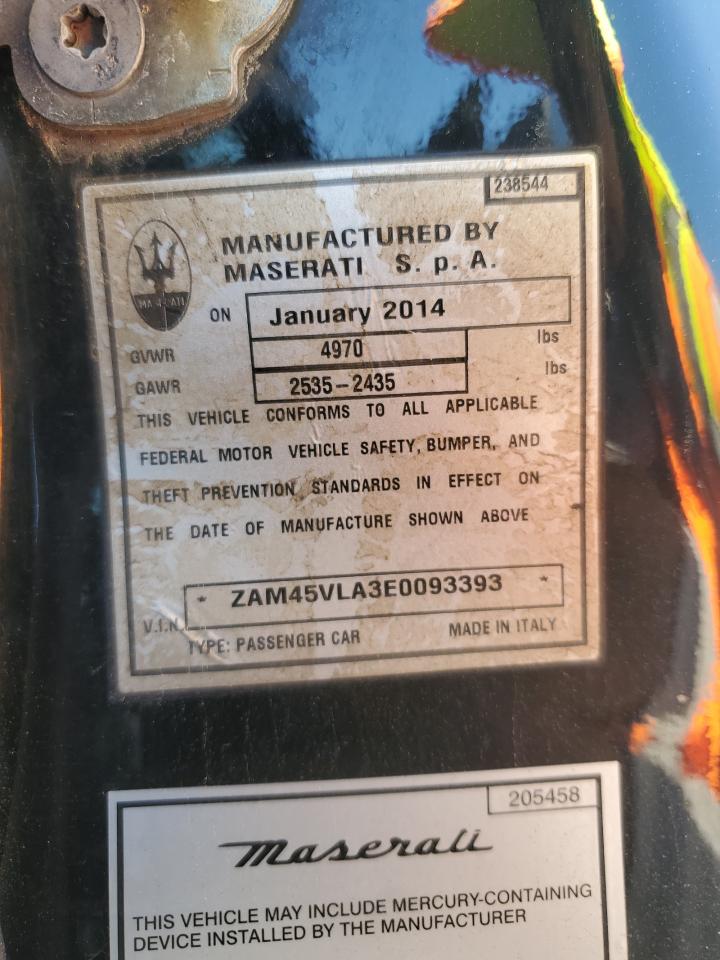 2014 Maserati Granturismo S VIN: ZAM45VLA3E0093393 Lot: 84390545