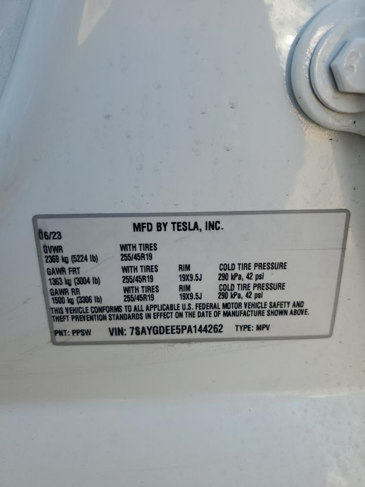 2023 Tesla Model Y VIN: 7SAYGDEE5PA144262 Lot: 84972305