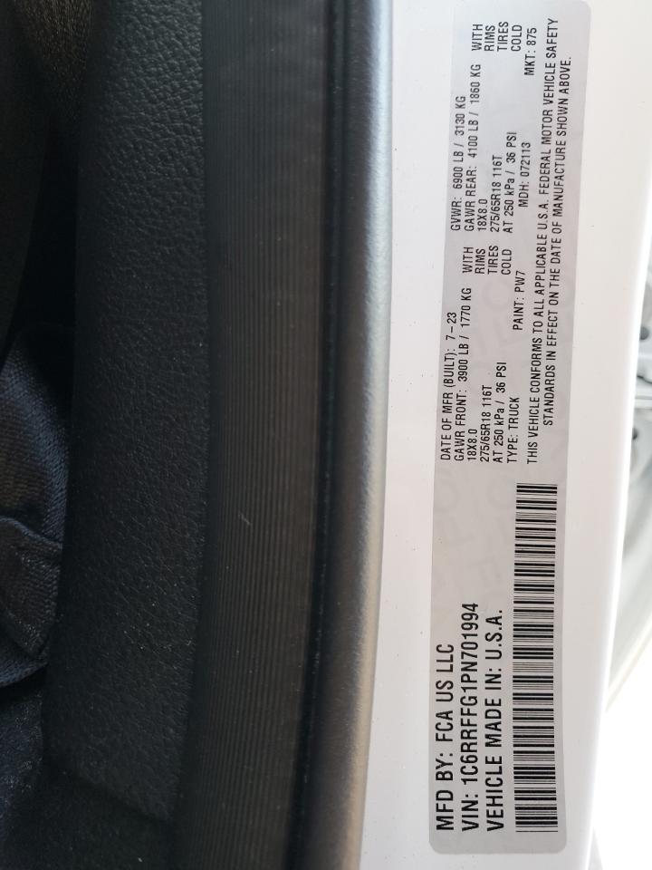 2023 Ram 1500 Big Horn/Lone Star VIN: 1C6RRFFG1PN701994 Lot: 87076315