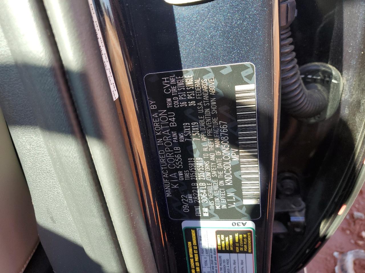 2022 Kia Ev6 Light VIN: KNDC3DLC0N5087667 Lot: 82570565