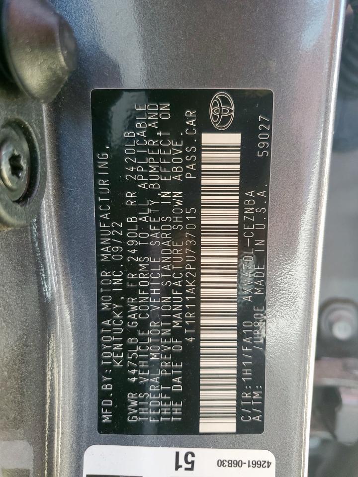 2023 Toyota Camry Le VIN: 4T1R11AK2PU737015 Lot: 84941935