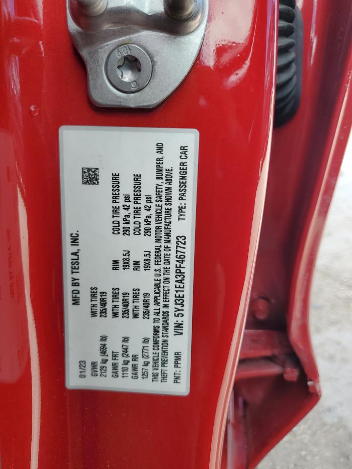 2023 Tesla Model 3 VIN: 5YJ3E1EA3PF467723 Lot: 85533625