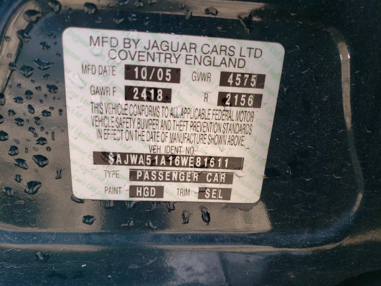 2006 Jaguar X-Type 3.0 VIN: SAJWA51A16WE81611 Lot: 90071875