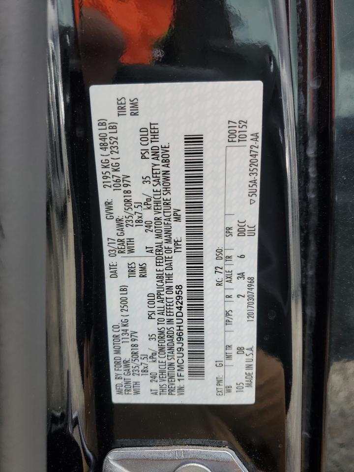 2017 Ford Escape Titanium VIN: 1FMCU9J96HUD42958 Lot: 82389395