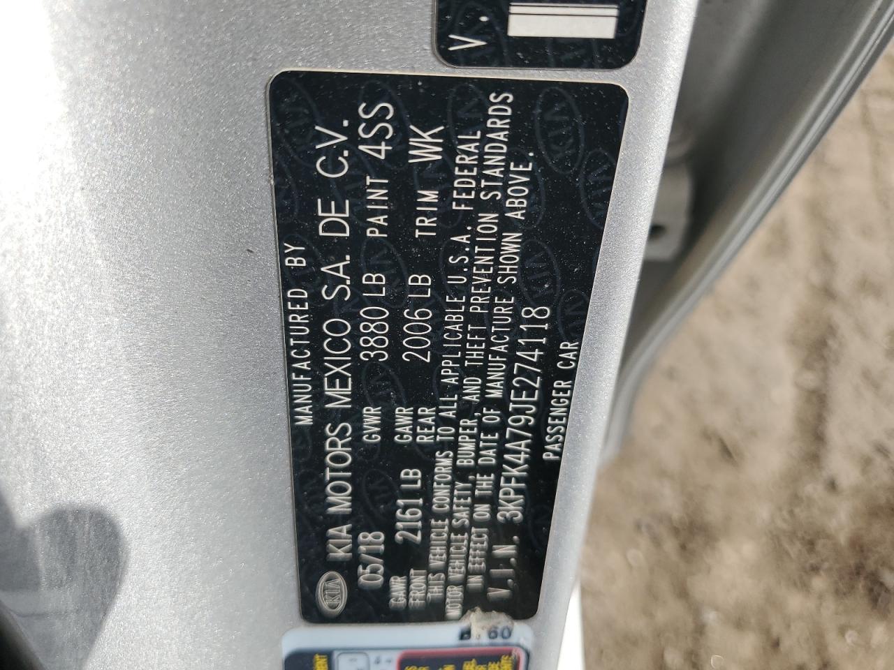 2018 Kia Forte Lx VIN: 3KPFK4A79JE274118 Lot: 82549755