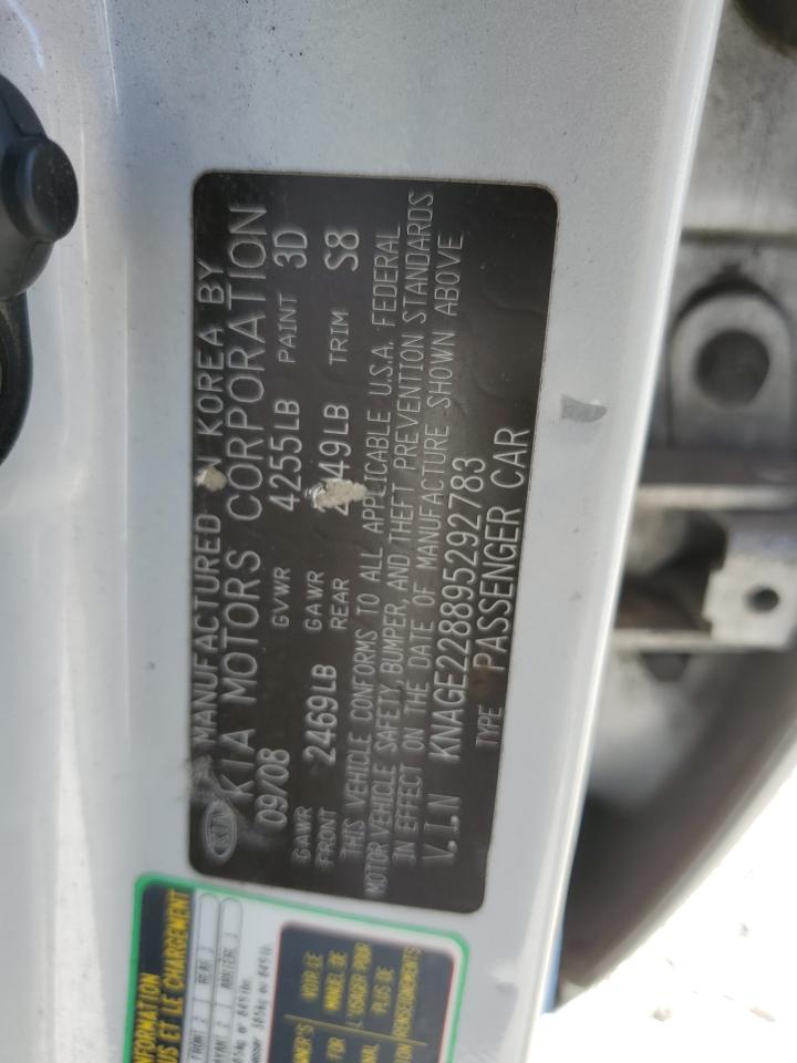 2009 Kia Optima Lx VIN: KNAGE228895292783 Lot: 84256105