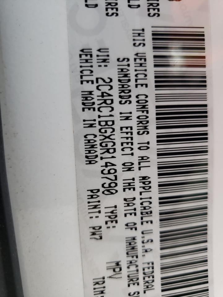 2016 Chrysler Town & Country Touring VIN: 2C4RC1BGXGR149790 Lot: 86530715