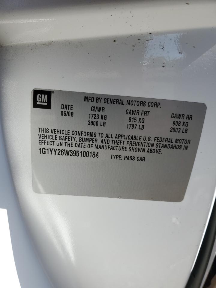 2009 Chevrolet Corvette VIN: 1G1YY26W395100184 Lot: 82344975