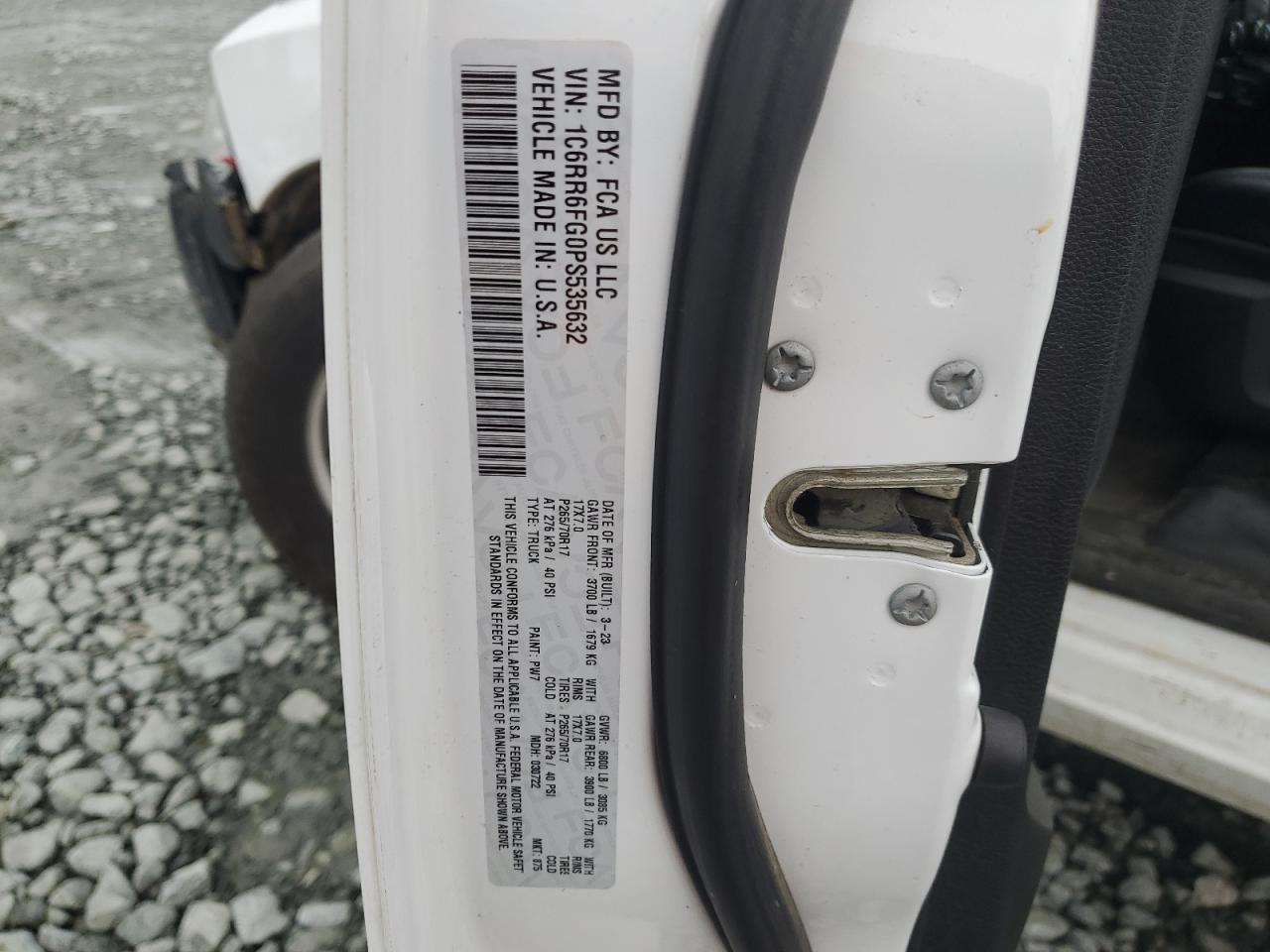 2023 Ram 1500 Classic Tradesman VIN: 1C6RR6FG0PS535632 Lot: 84020855