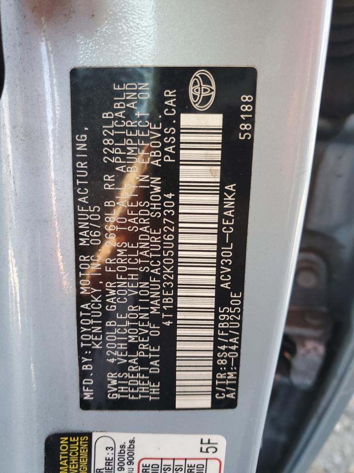 2005 Toyota Camry Le VIN: 4T1BE32K05U627304 Lot: 85573395