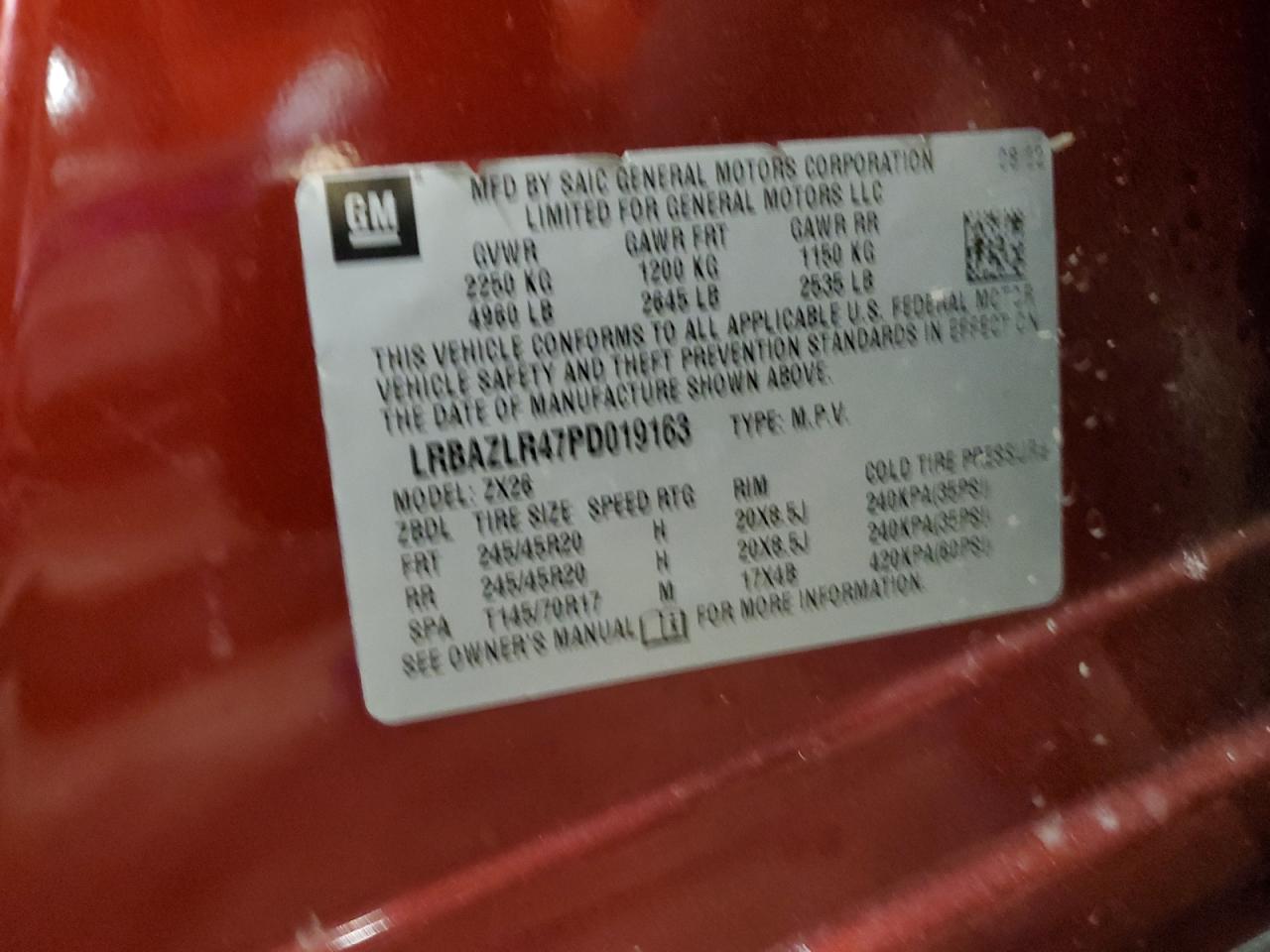 2023 Buick Envision Preferred VIN: LRBAZLR47PD019163 Lot: 84659205