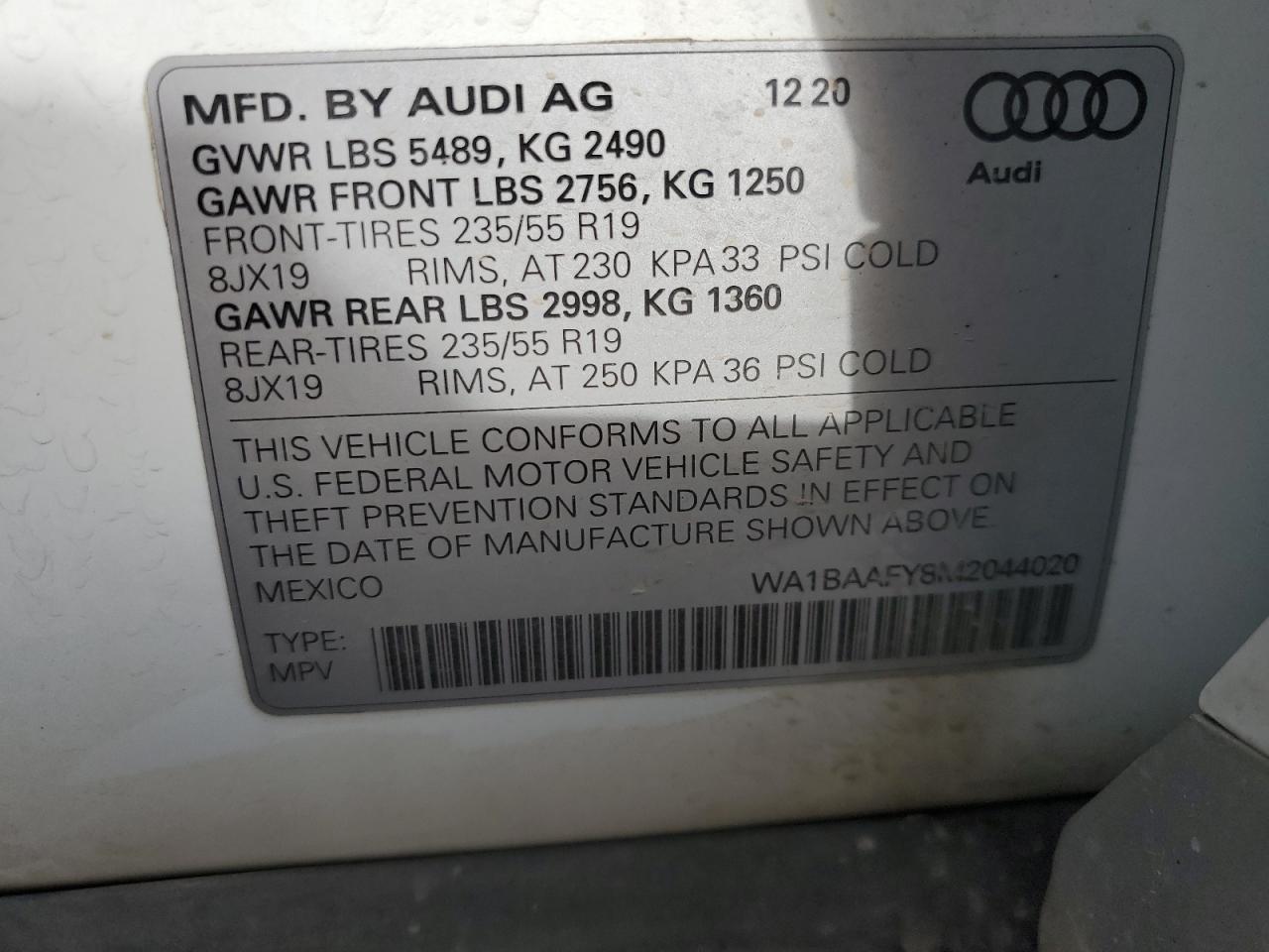 2021 Audi Q5 Premium Plus VIN: WA1BAAFY8M2044020 Lot: 86487005