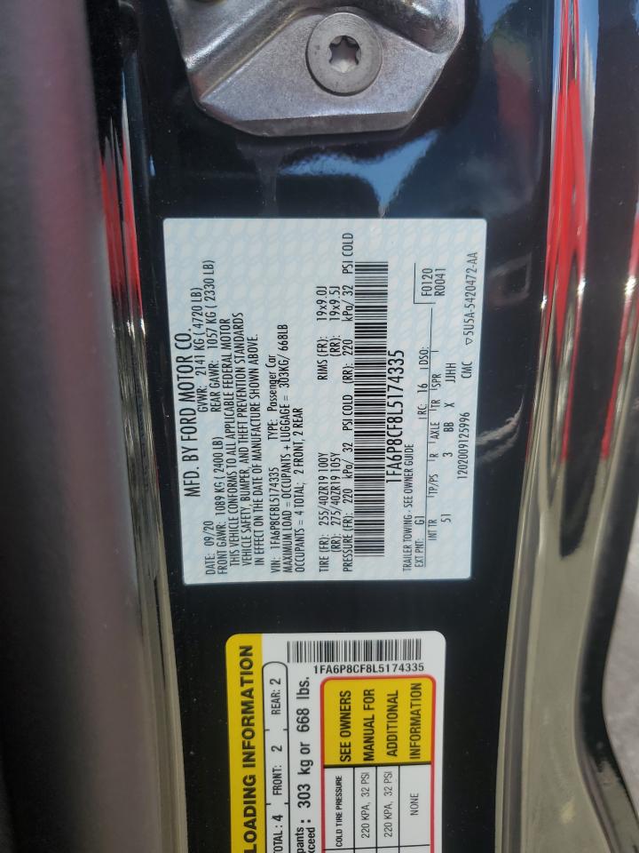 2020 Ford Mustang Gt VIN: 1FA6P8CF8L5174335 Lot: 90094245