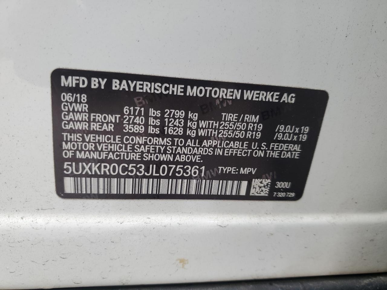 2018 BMW X5 xDrive35I VIN: 5UXKR0C53JL075361 Lot: 82602645