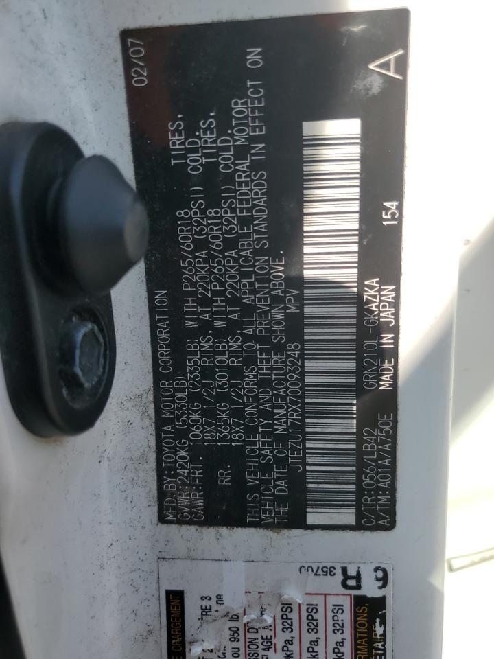 2007 Toyota 4Runner Limited VIN: JTEZU17RX70093248 Lot: 81952315