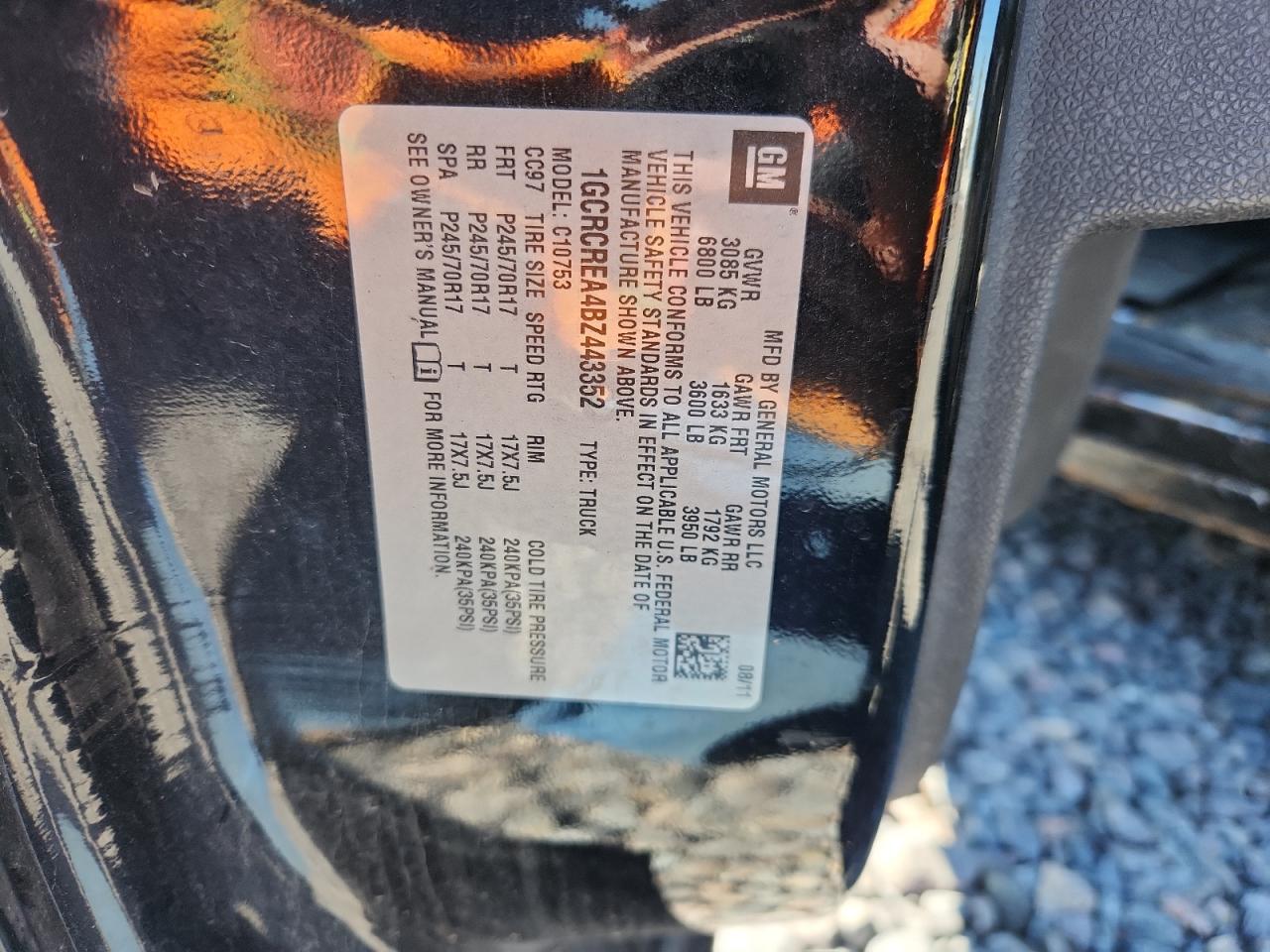 2011 Chevrolet Silverado C1500 Ls VIN: 1GCRCREA4BZ443352 Lot: 85727885