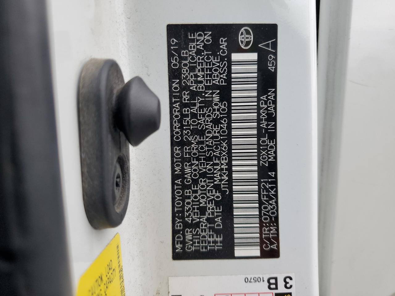 2019 Toyota C-Hr Xle VIN: JTNKHMBX6K1046105 Lot: 82176465