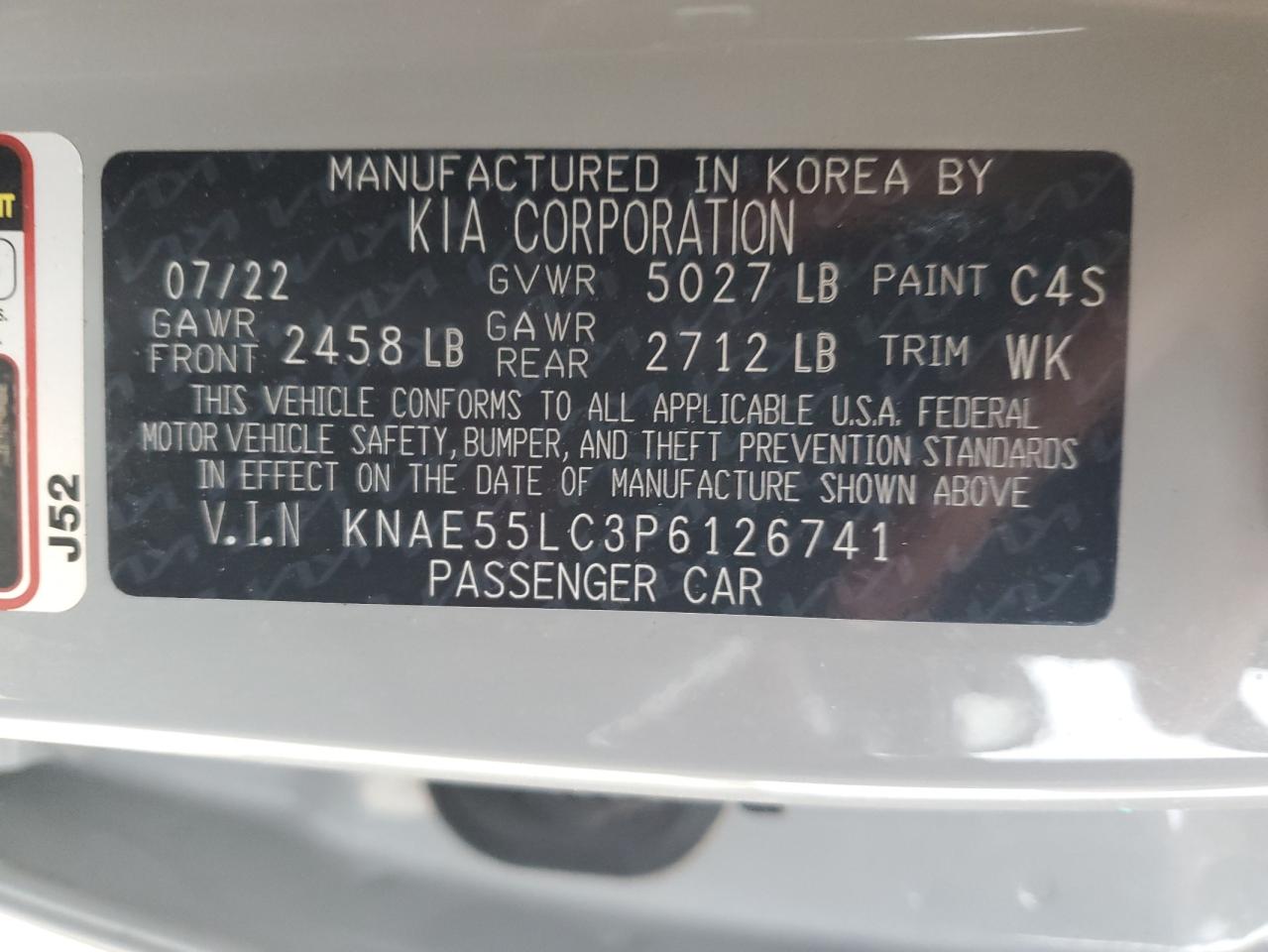 2023 Kia Stinger Gt2 VIN: KNAE55LC3P6126741 Lot: 89897855