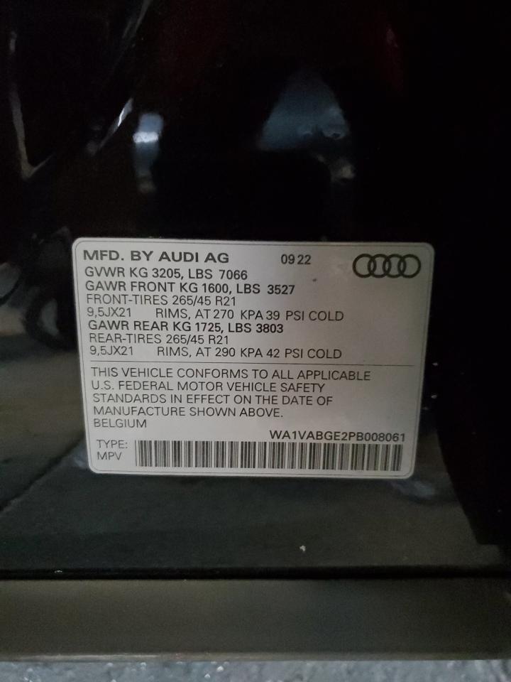 2023 Audi E-Tron Chronos VIN: WA1VABGE2PB008061 Lot: 81915485