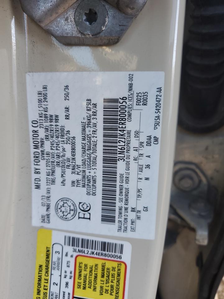 2014 Lincoln Mkz VIN: 3LN6L2JK4ER800056 Lot: 85955465