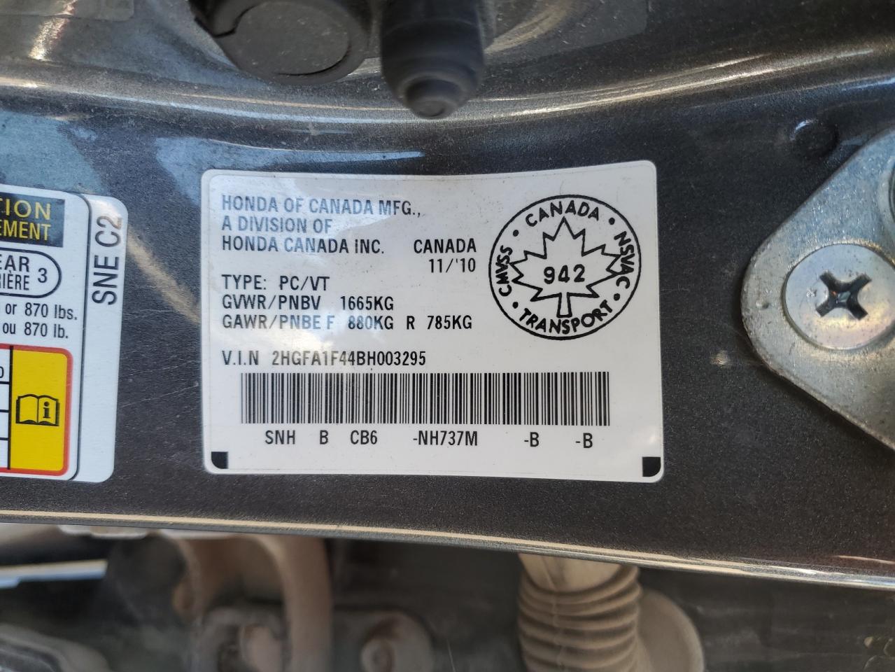 2011 Honda Civic Dx-G VIN: 2HGFA1F44BH003295 Lot: 85386575