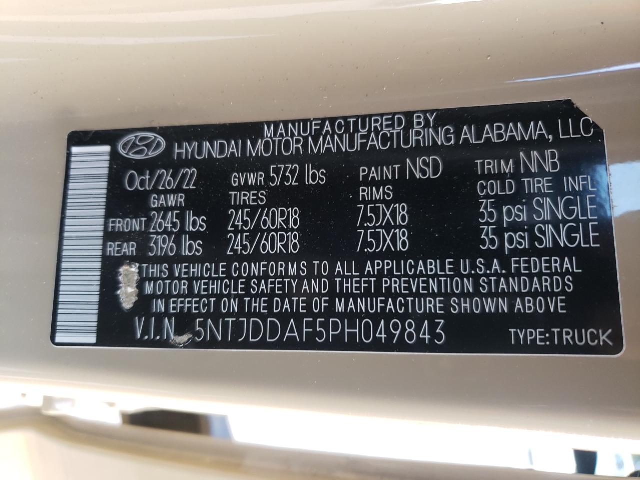 2023 Hyundai Santa Cruz Sel Premium VIN: 5NTJDDAF5PH049843 Lot: 82257245
