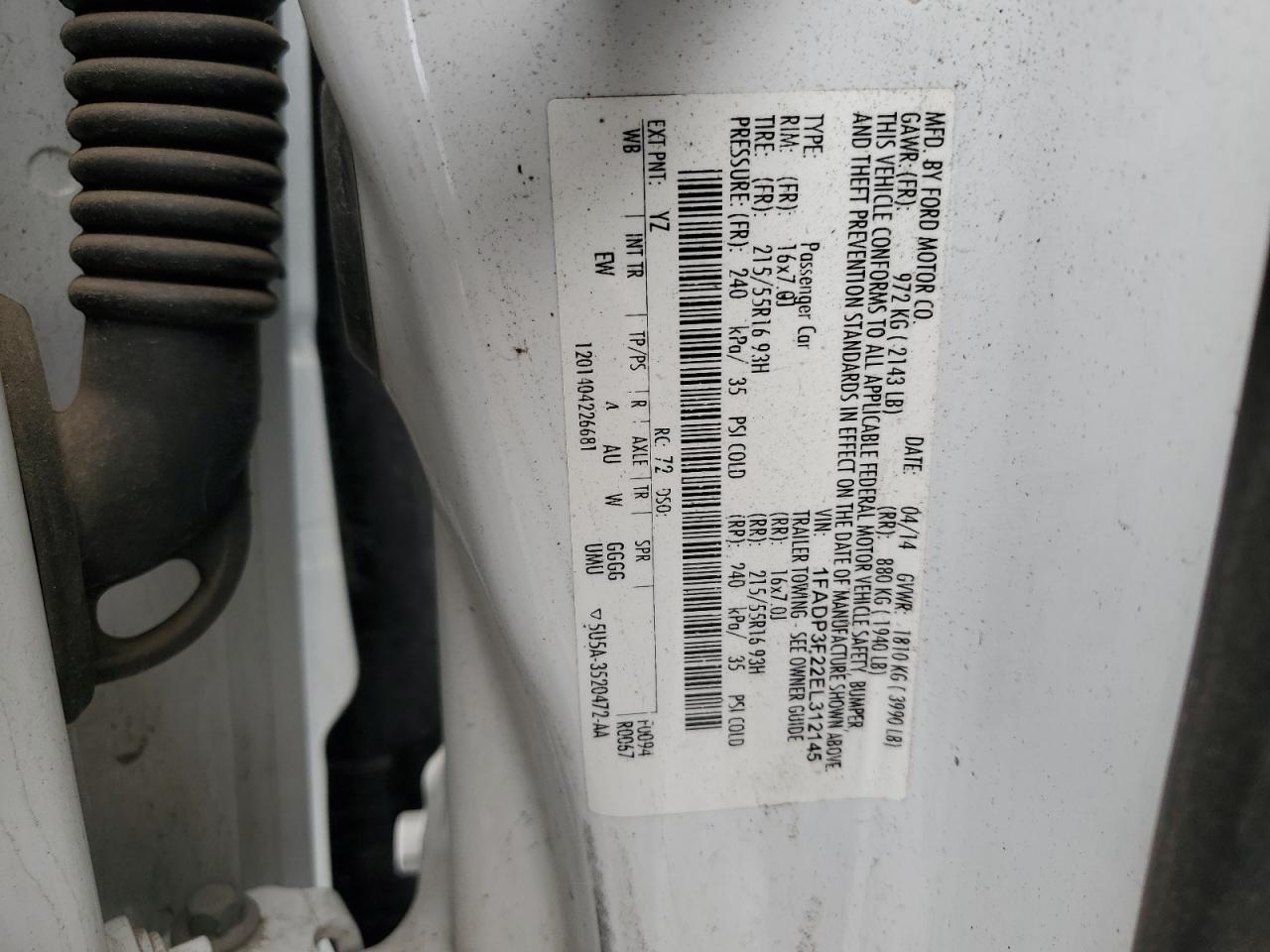 2014 Ford Focus Se VIN: 1FADP3F22EL312145 Lot: 84987205