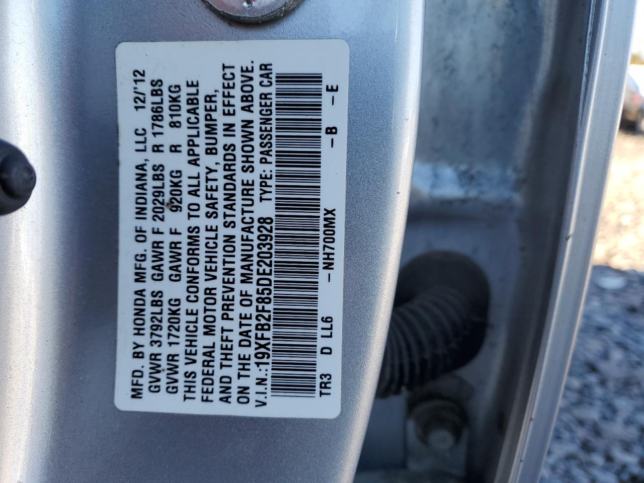 2013 Honda Civic Ex VIN: 19XFB2F85DE203928 Lot: 82535515