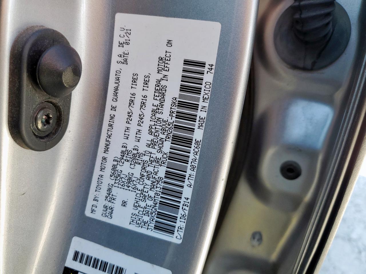 2021 Toyota Tacoma Double Cab VIN: 3TYAX5GN4MT013758 Lot: 84481175