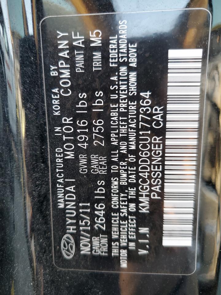 2012 Hyundai Genesis 3.8L VIN: KMHGC4DD6CU177364 Lot: 90648365