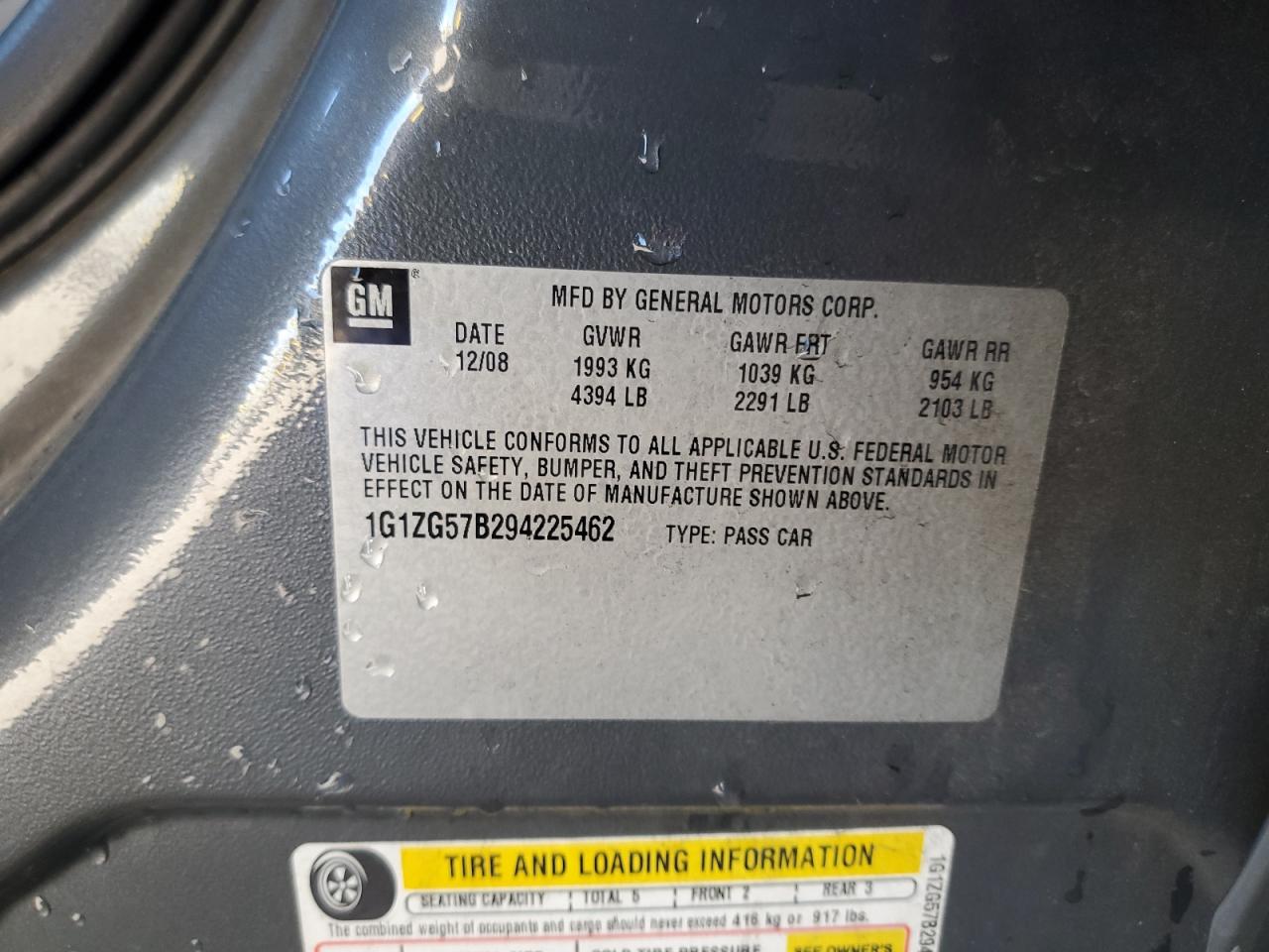 2009 Chevrolet Malibu Ls VIN: 1G1ZG57B294225462 Lot: 84481155