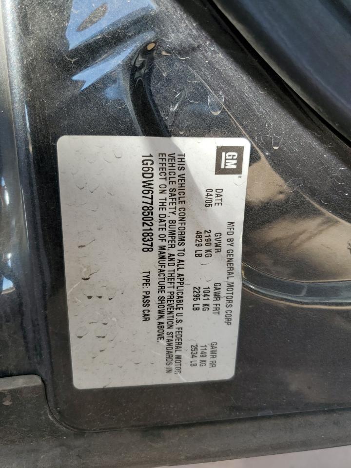 2005 Cadillac Sts VIN: 1G6DW677850218378 Lot: 89675225