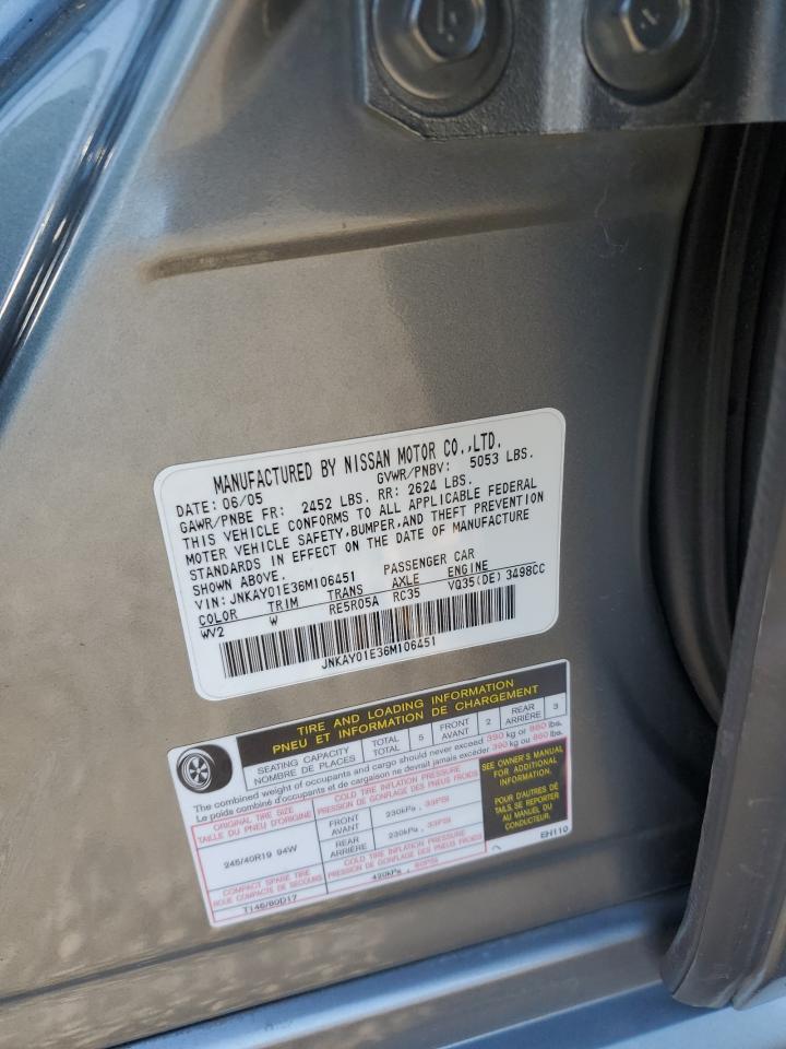 2006 Infiniti M35 Base VIN: JNKAY01E36M106451 Lot: 86657235