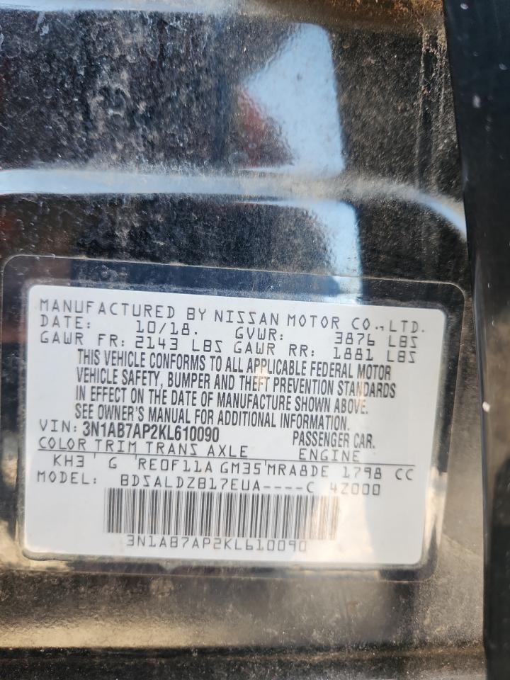 2019 Nissan Sentra S VIN: 3N1AB7AP2KL610090 Lot: 82293315