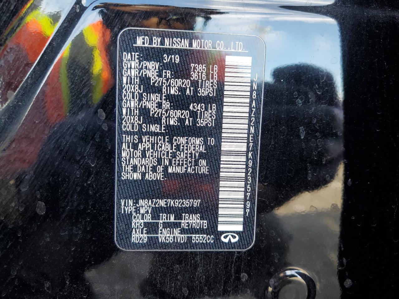 2019 Infiniti Qx80 Luxe VIN: JN8AZ2NE7K9235797 Lot: 90876325