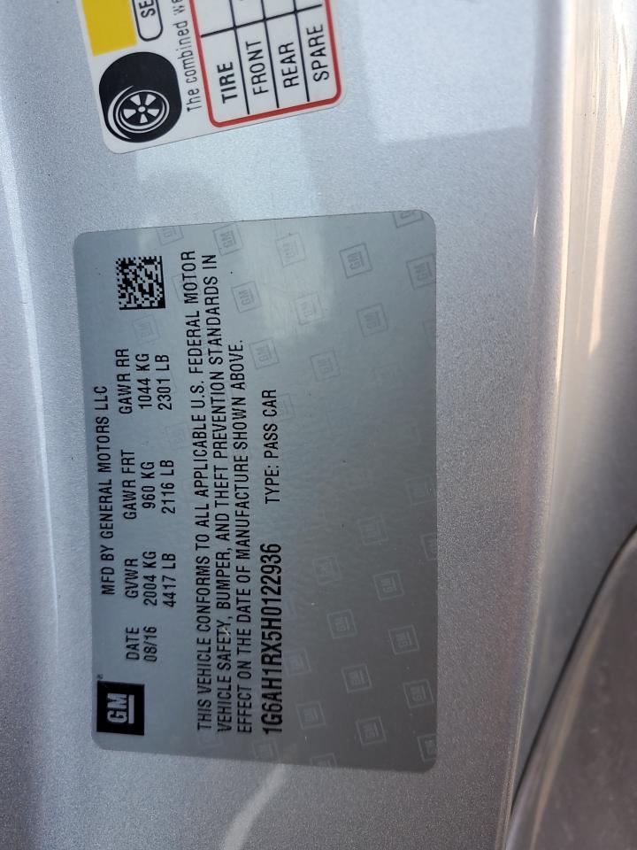 2017 Cadillac Ats Luxury VIN: 1G6AH1RX5H0122936 Lot: 82375845