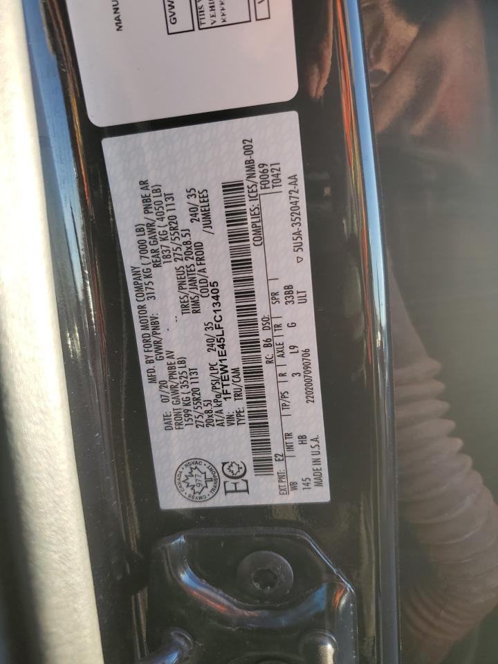 2020 Ford F150 Supercrew VIN: 1FTEW1E45LFC13405 Lot: 90864875