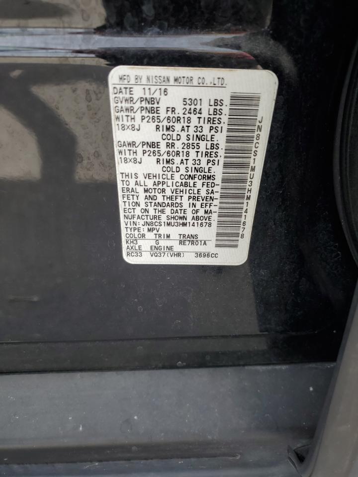 2017 Infiniti Qx70 VIN: JN8CS1MU3HM141678 Lot: 85149925
