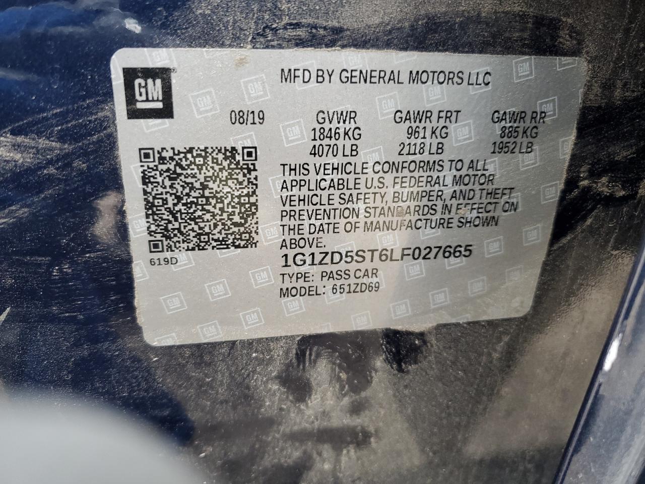 2020 Chevrolet Malibu Lt VIN: 1G1ZD5ST6LF027665 Lot: 90846695