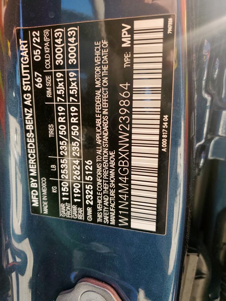 2022 Mercedes-Benz Glb 250 VIN: W1N4M4GBXNW239864 Lot: 86296405