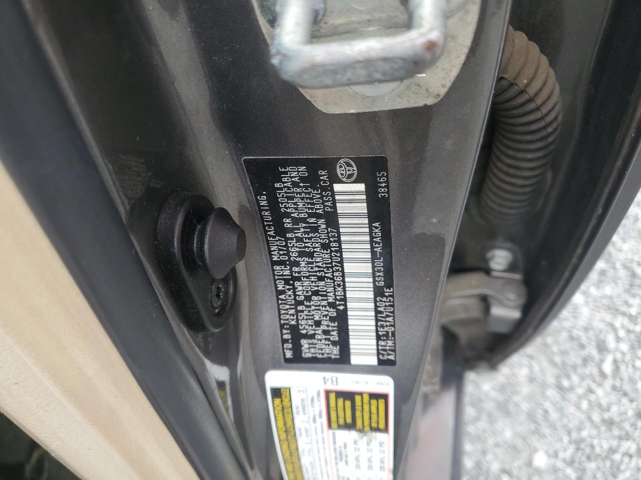 2007 Toyota Avalon Xl VIN: 4T1BK36B37U218137 Lot: 82266605