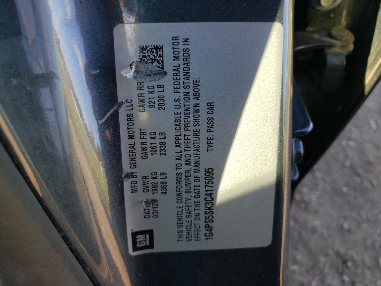 2012 Buick Verano VIN: 1G4PS5SK3C4417509 Lot: 86169955